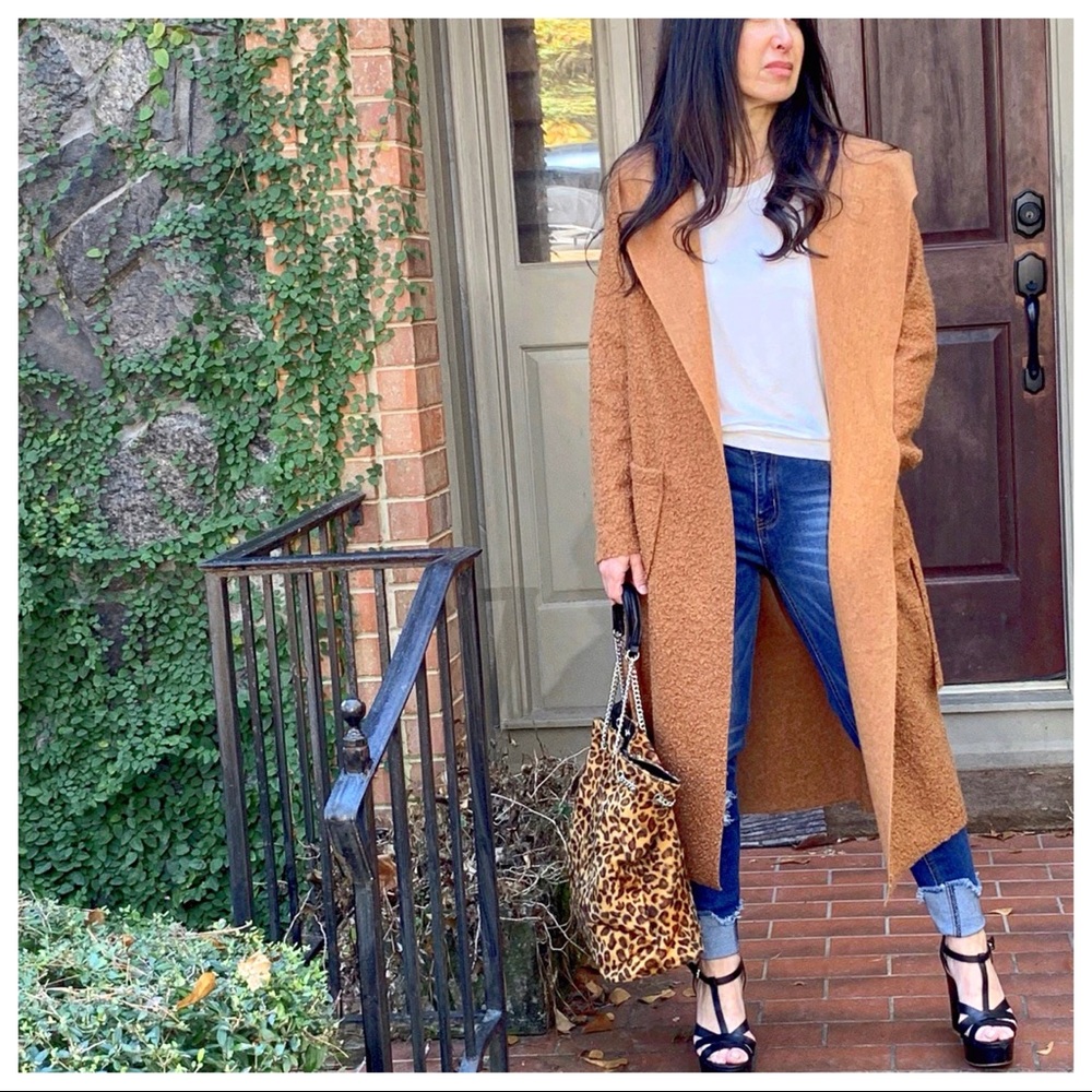 ✨MADE IN ITALY✨ Rust Chic Hooded belted coat - Picture 3 of 8